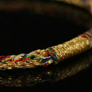 Buddha Stones Handmade Gold Multicolored Rope Protection Braided Bracelet Anklet Bracelet Anklet BS 9