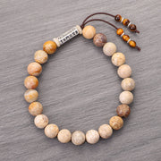 Buddha Stones Weathered Stone Om Mani Padme Hum Strengthen Bracelet