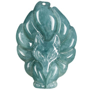 Buddha Stones Natural Green Jade Nine-Tailed Fox Luck Necklace Pendant Necklaces & Pendants BS 10
