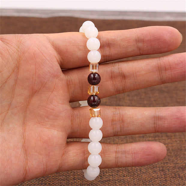 Buddha Stones Natural White Jade Protection Bracelet