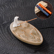 Buddha Stones Fisherman Mountains Zen Healing Ceramic Stick Incense Burner Decoration Incense Burner BS 2