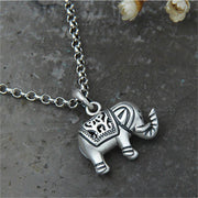 Buddha Stones 990 Sterling Silver Elephant Strength Necklace Pendant