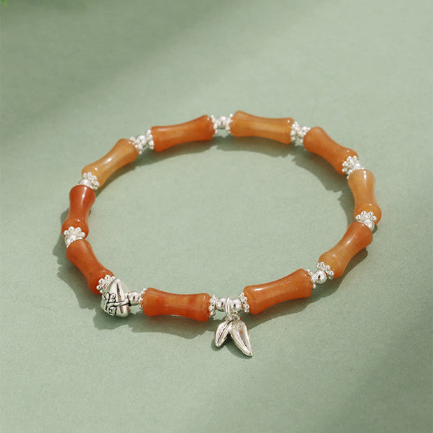 Buddha Stones Peridot White Jade Strawberry Quartz Green Aventurine Bamboo Fu Character Luck Bracelet 15