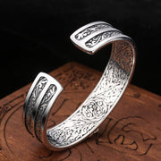 Buddha Stones 925 Sterling Silver Vajra Dorje Engraved Spiritual Power Bracelet Bangle