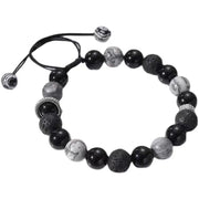 Buddha Stones Vintage Lava Rock Black Obsidian Picasso Jasper Beads Support Rope Bracelet Bracelet BS 8