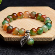 Buddha Stones Tibetan Natural Green Agate Healing Bracelet Bracelet BS 2
