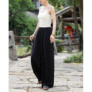 Buddha Stones Solid Color Loose Wide Leg Pants With Pockets Wide Leg Pants BS 34