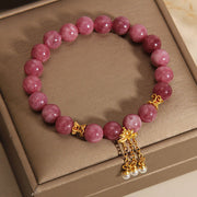 Buddha Stones Pink Tourmaline Lotus Flower Positive Bracelet