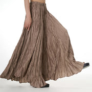 Buddha Stones Solid Color Loose Long Elastic Waist Skirt 30