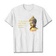 Buddha Stones A Disciplined Mind Brings Happiness Buddha Tee T-shirt T-Shirts BS White 2XL