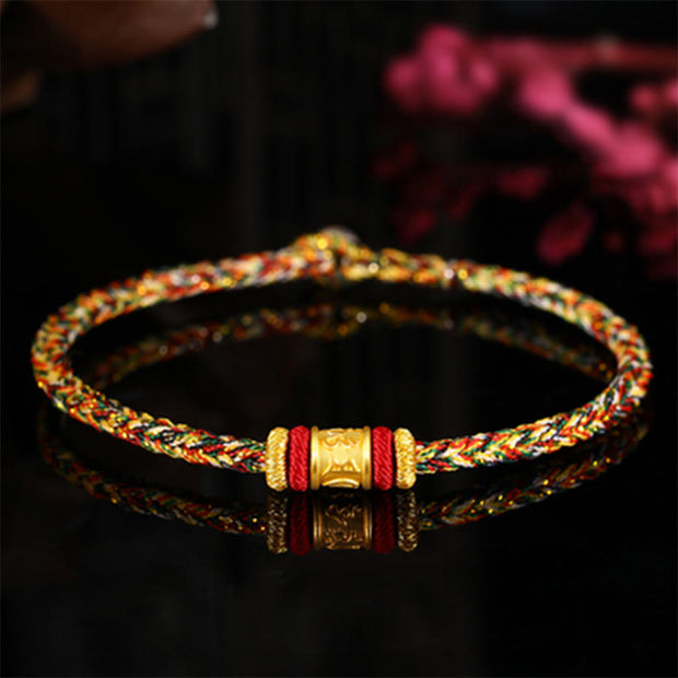 Buddha Stones Tibet 999 Gold Om Mani Padme Hum Engraved Protection Lucky Bead Bracelet