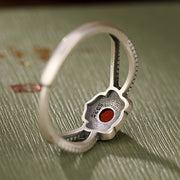 Buddha Stones 925 Sterling Silver Red Agate Bead Logical Thinking Ring