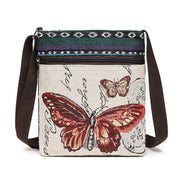 Buddha Stones Elephant Butterfly Embroidered Canvas Tote Bag Shoulder Bag Crossbody Bag