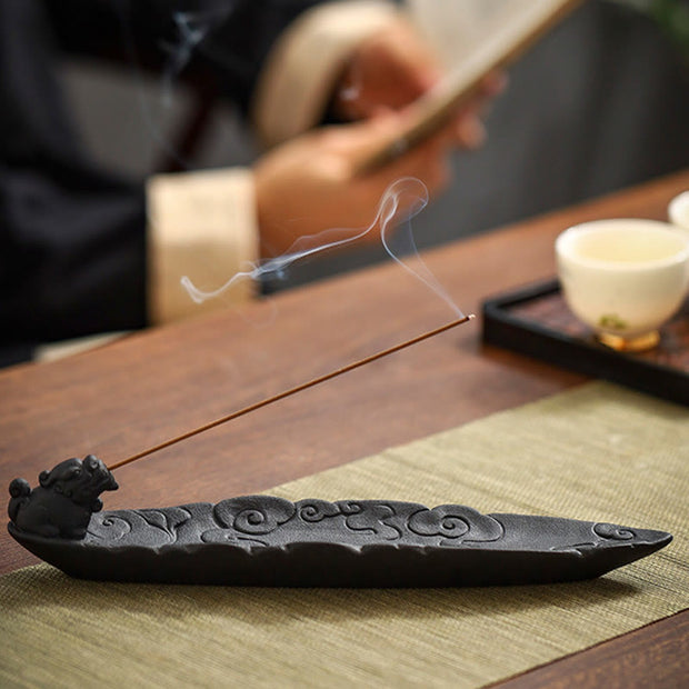Buddha Stones Auspicious Clouds Pixiu Healing Ceramic Stick Incense Burner Decoration Incense Burner BS 12