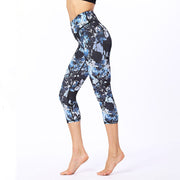 Buddha Stones Leaves Butterfly Print Sports Yoga Cropped Leggings Women's Yoga Capri Pants Women's Capri Pants BS 1