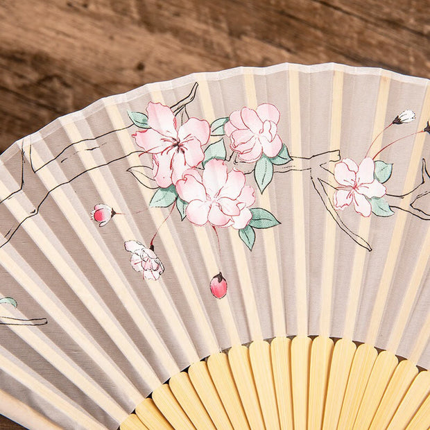 Buddha Stones Jasmine Lotus Begonia Flowers Handheld Bamboo Folding Fan (Extra 30% Off | USE CODE: FS30) - image 10