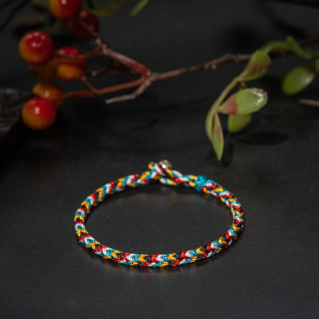 Buddha Stones Tibet Handmade Five Color Thread Protection Braid String Bracelet