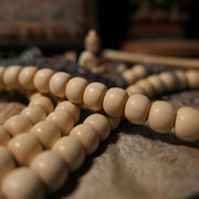 Buddha Stones 108 Mala Beads Abelia Biflora Wood Warding Off Evil Spirits Wrist Mala Mala Bracelet BS 5