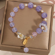 Buddha Stones Natural Blue Crystal Amethyst Chalcedony Flower Healing Bracelet Bracelet BS 9