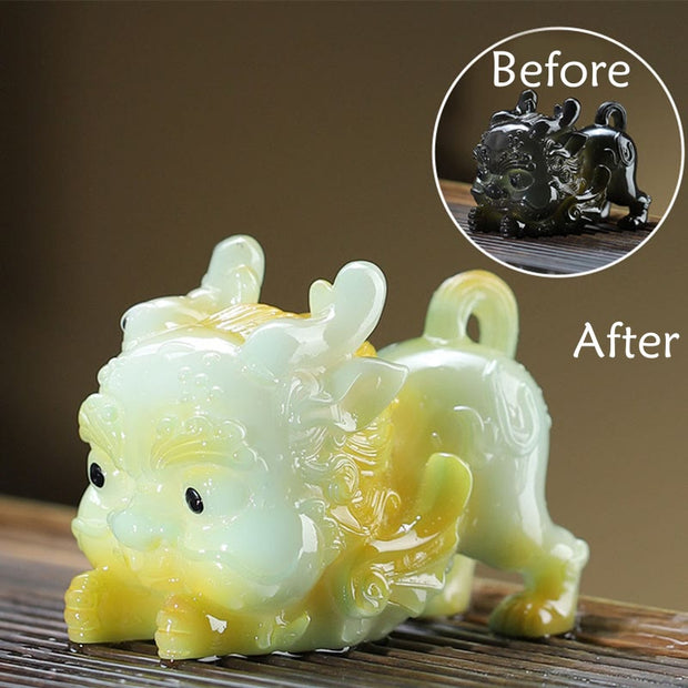Buddha Stones Color Changing Small PiXiu Ingot Resin Tea Pet Wealth Home Figurine Decoration