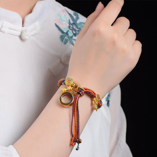 Buddha Stones Tibetan Om Mani Padme Hum Dreamcatcher Luck Colorful Reincarnation Knot String Bracelet Bracelet BS 1