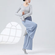 Buddha Stones Solid Color Loose Wide Leg Pants Dance Women's Yoga Pants Wide Leg Pants BS 4