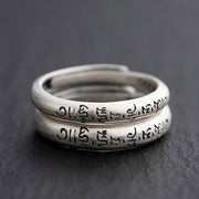 Buddha Stones 990 Sterling Silver Six True Words Om Mani Padme Hum Love Peace Ring (Extra 35% Off | USE CODE: FS35) - image 1