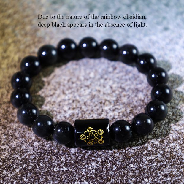 Buddha Stones "Sending Balance and Protection" Rainbow Obsidian Bracelet Includes Gift Message Card - image 12