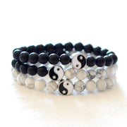 Buddha Stones 3pcs Natural White Turquoise Frosted Stone Bead Yin Yang Wealth Bracelet (Extra 35% Off | USE CODE: FS35) - White Turquoise&Frosted Stone - image 0