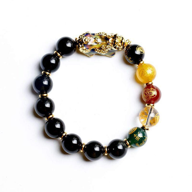Buddha Stones Color-Changing Pixiu Obsidian Wealth Bracelet - image 2