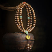Buddha Stones 108 Mala Beads Kalimantan Agarwood Gourd Jade Amber Balance Bracelet
