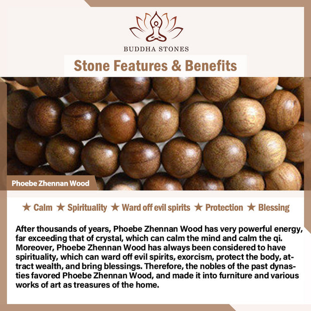Buddha Stones Natural Phoebe Zhennan Wood Om Mani Padme Hum God Of Wealth Crystal Protection Bracelet (Extra 40% Off | USE CODE: FS40) - image 16