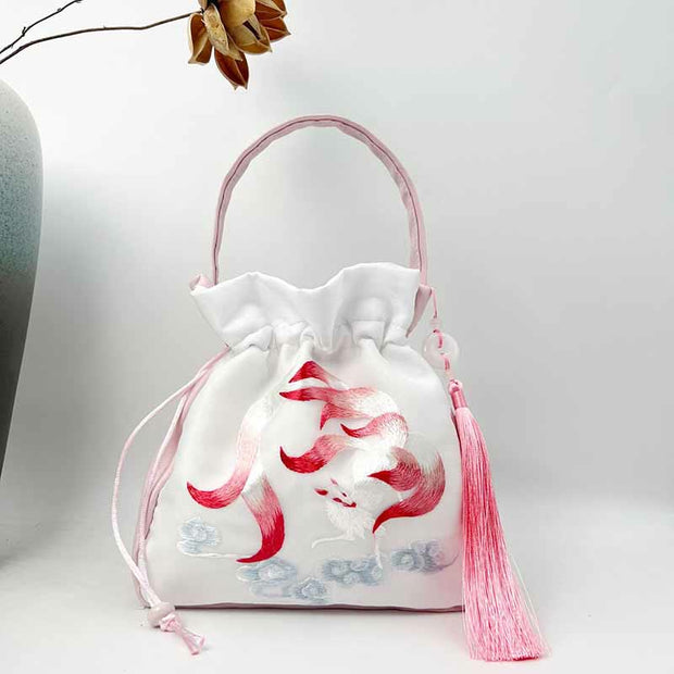 Buddha Stones Suzhou Embroidery Rabbit Lotus Epiphyllum Peony Magnolia Silk Tote Crossbody Bag Shoulder Bag Handbag 31