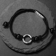Buddha Stones 925 Sterling Silver Black Onyx Peace Buckle Protection Bracelet