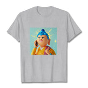 Buddha Stones Funny Cartoon Buddha Tee T-shirt T-Shirts BS LightGrey 2XL