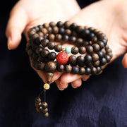Buddha Stones 108 Mala Beads Agarwood Red Agate Turquoise Peace Meditation Bracelet