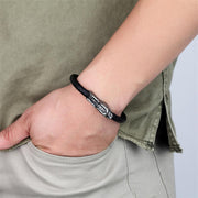 Dragon Leather Titanium Steel Luck Braided Bracelet Bangle (Extra 30% Off | USE CODE: FS30)