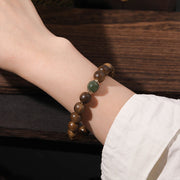 Buddha Stones Agarwood Good Luck Glazed Strength Bracelet