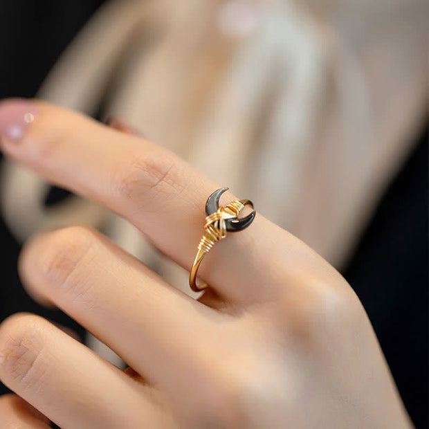 Buddha Stones Natural Tridacna Stone Moon 14K Gold Blessing Ring (Extra 30% Off | USE CODE: FS30) - image 13