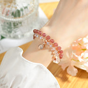 Buddha Stones Strawberry Quartz White Crystal Money Bag Charm Positive Bracelet Bracelet BS 5