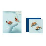 Buddha Stones Copper Koi Fish Wealth Necklace Pendant Red Rope Bracelet Earrings Set Bracelet Necklaces & Pendants BS 17
