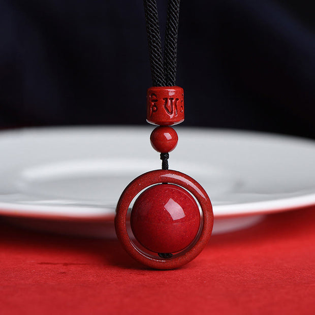 Buddha Stones Cinnabar Om Mani Padme Hum PiXiu Blessing Lucky Bead Necklace Pendant Necklaces & Pendants BS Om Mani Padme Hum Black Rope