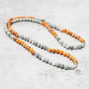 Buddha Stones 108 Mala Beads Natural Stone Sea Sediment Jasper Lotus Protection Bracelet
