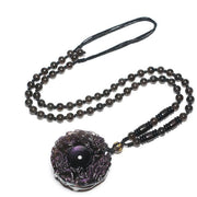Buddha Stones Natural Gold Sheen Obsidian Rainbow Obsidian Dragon Strength Necklace Pendant (Extra 35% Off | USE CODE: FS35) - Rainbow Obsidian&Bead String - image 17