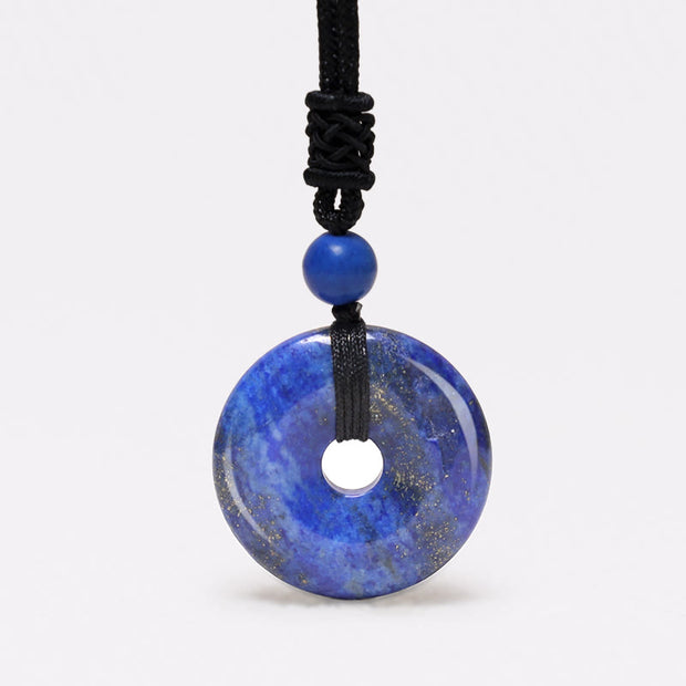 Buddha Stones Lucky Coin Pendant Healing Crystal Gemstone Necklace Necklaces & Pendants BS Lapis Lazuli