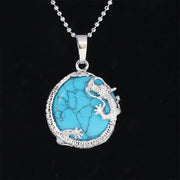 Buddha Stones Chinese Dragon Natural Quartz Crystal Healing Energy Necklace Pendant Necklaces & Pendants BS Blue Turquoise