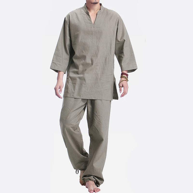 Buddha Stones Meditation Prayer Spiritual Zen Practice Yoga Clothing Men's Set