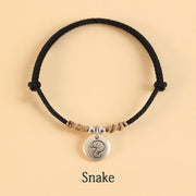 Buddha Stones Handmade 999 Sterling Silver Year of the Dragon Cute Chinese Zodiac Luck Braided Bracelet (Extra 35% Off | USE CODE: FS35) - Black Rope - Snake(Wrist Circumference 14-17cm) - image 29