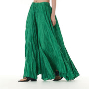 Buddha Stones Solid Color Loose Long Elastic Waist Skirt 115