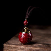 Buddha Stones Cinnabar Om Mani Padme Hum Attract Fortune Blessing Lucky Bead Necklace Pendant Necklaces & Pendants BS Cinnabar Om Mani Padme Hum
